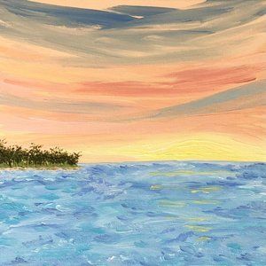 Caribbean Sunset, Original Painting, Acrylic, Seas